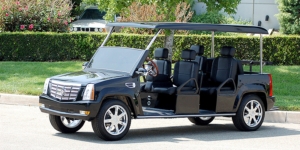 Black Escalade Limo Golf Cart affordable golf cart rental, golf cart rent greensboro
