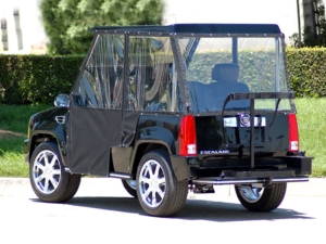 Black Escalade With Enclosure affordable golf cart rental, golf cart rent greensboro