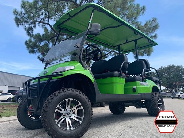Light Green Elite EV 6 Passenger Lifted Golf Cart affordable golf cart rental, golf cart rent greensboro