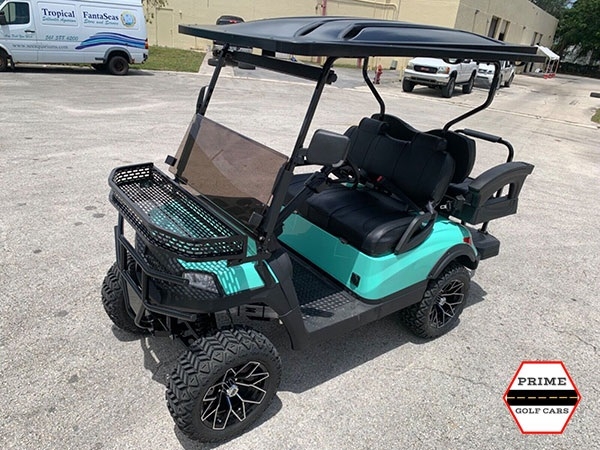 Mint Aluma 4 Passenger Lifted Golf Cart affordable golf cart rental, golf cart rent greensboro