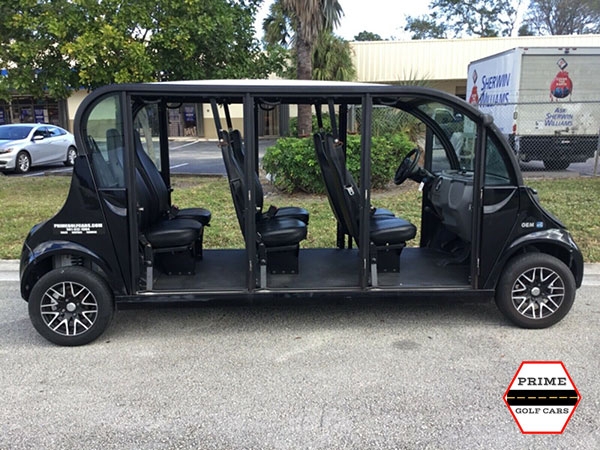 Polaris Gem 6 Passenger Black Golf Cart Rental Without Doors affordable golf cart rental, golf cart rent greensboro