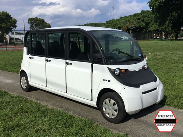 Polaris Gem 6 Passenger White Golf Cart Rental With Doors affordable golf cart rental, golf cart rent greensboro