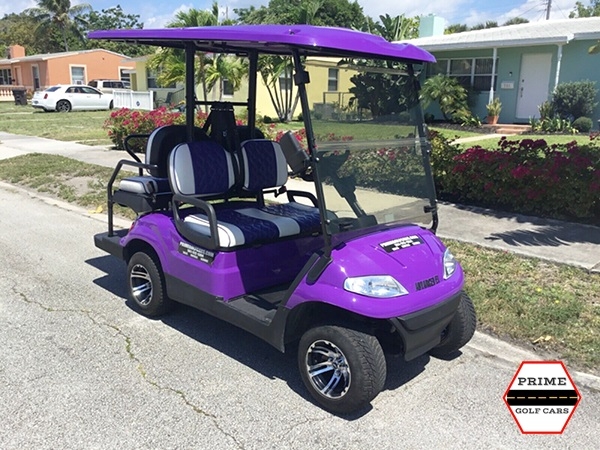 Purple Advanced EV 4 Passenger Golf Cart affordable golf cart rental, golf cart rent greensboro