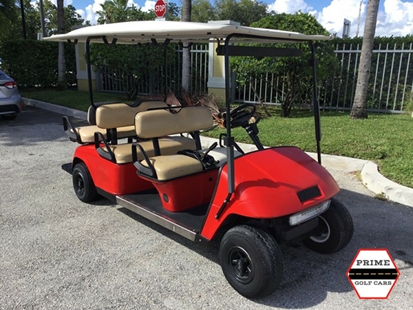 Red EZGO 6 Passenger Golf Cart affordable golf cart rental, golf cart rent greensboro