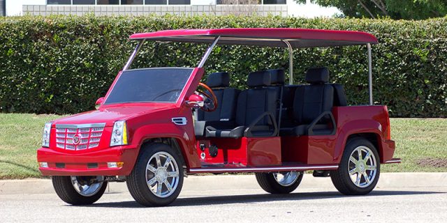 Red Escalade Limo Golf Cart affordable golf cart rental, golf cart rent greensboro