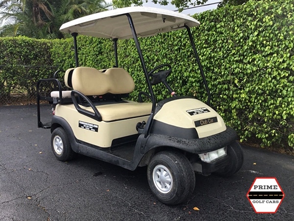 Tan Club Car 4 Passenger Golf Cart affordable golf cart rental, golf cart rent greensboro