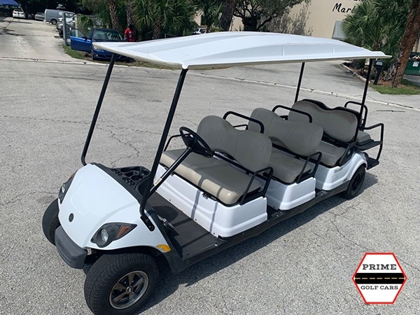 White 8 Passenger Yamaha Golf Cart affordable golf cart rental, golf cart rent greensboro