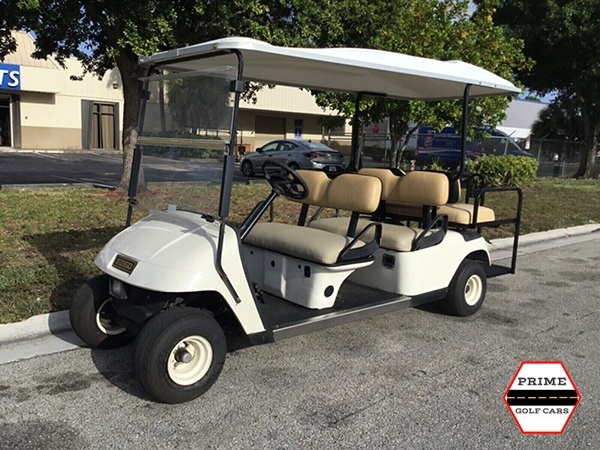 White EZGO 6 Passenger Golf Cart affordable golf cart rental, golf cart rent greensboro
