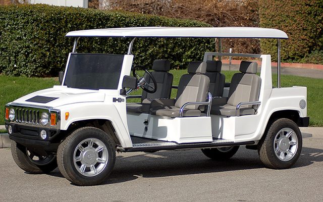 White Hummer Limo Golf Cart affordable golf cart rental, golf cart rent greensboro