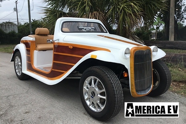 White Woody California Roadster 4 Passenger Golf Cart affordable golf cart rental, golf cart rent greensboro