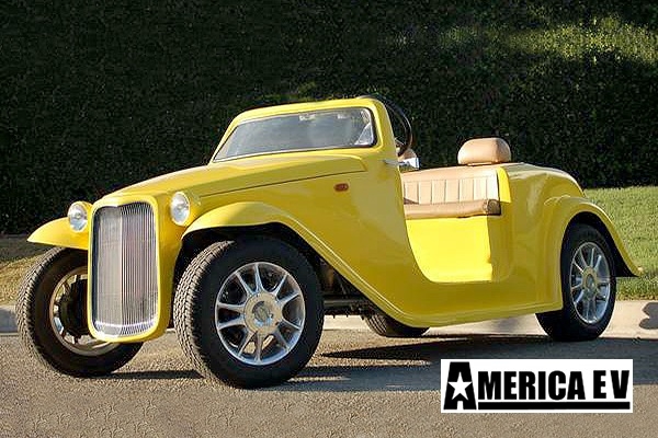 Yellow America EV California Roadster 4 Passenger Golf Cart affordable golf cart rental, golf cart rent greensboro