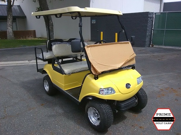 Yellow Evolution 4 Passenger Golf Cart affordable golf cart rental, golf cart rent greensboro